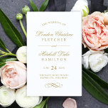 Classic Elegant Gold Wedding Ceremony<br><div class="desc">Timeless antique gold and white wedding ceremony sheet programs design features simply beautiful typography that combines a flourished calligraphy script with classic block lettering. The custom text can be fully personalised with your wedding party, ceremony details, thank you, and in loving memory sections. Note, these programs arrive as flat sheets...</div>