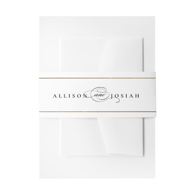 Classic Elegant Gold Wedding Invitation Belly Band (Front Example)