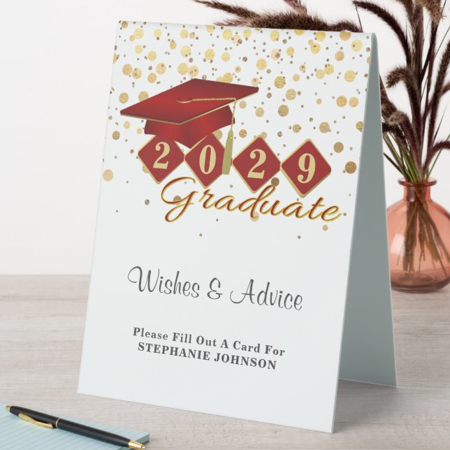 Classic Elegant Graduation Party Red & Gold  (In SItu (Table))