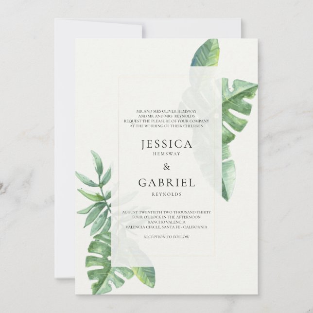 Classic Elegant Greenery Tropical Wedding (Front)