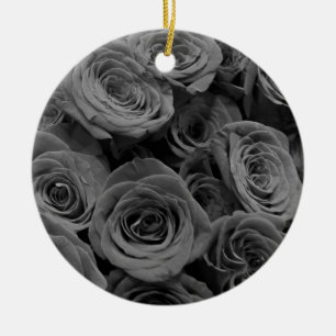 Classic elegant grey roses beautiful grey floral ceramic ornament