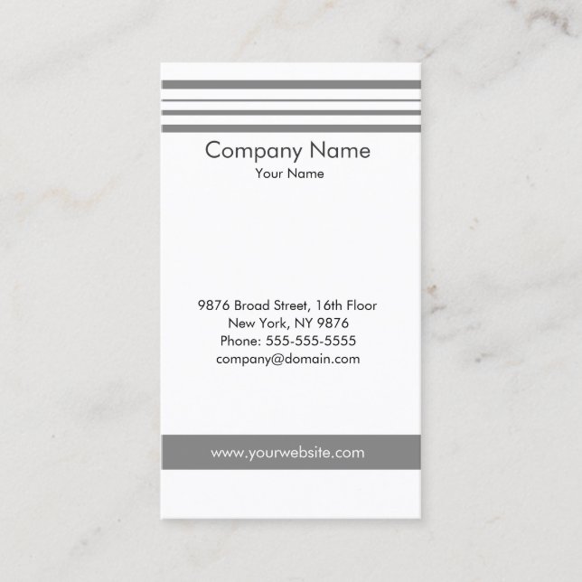 Classic Elegant Grey Stripes Consultant Business Card (Front)
