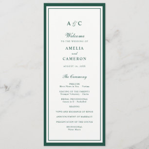 Classic Elegant Hunter Green Frame Wedding Program