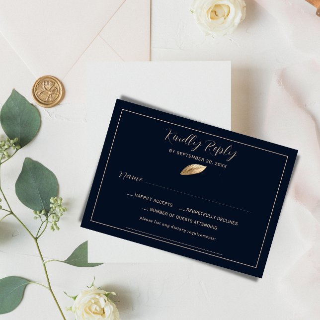 Classic & Elegant I Dark Blue I Wedding RSVP Card (Creator Uploaded)