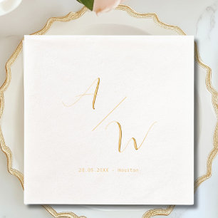Classic Elegant Initials Foil Wedding  Foil Napkins