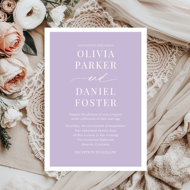 Classic Elegant Lavender Purple Minimalist Wedding Invitation (Creator Uploaded)