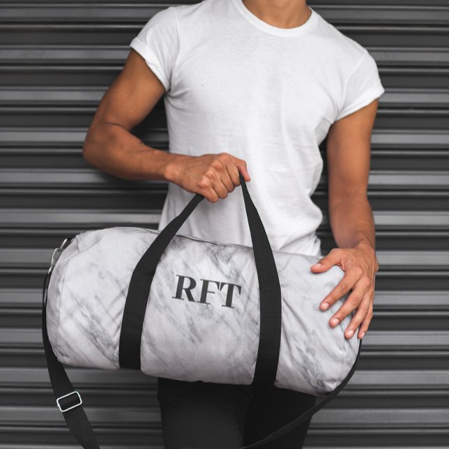Classic Elegant Marble Monogram  Duffle Bag (Creator Uploaded)