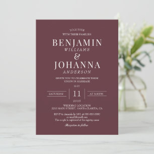 Classic Elegant Maroon Red Wedding Invitation