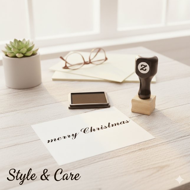 Classic Elegant Merry Christmas Script Rubber Stamp (Classic Elegant Merry Christmas Script Rubber Stamp)