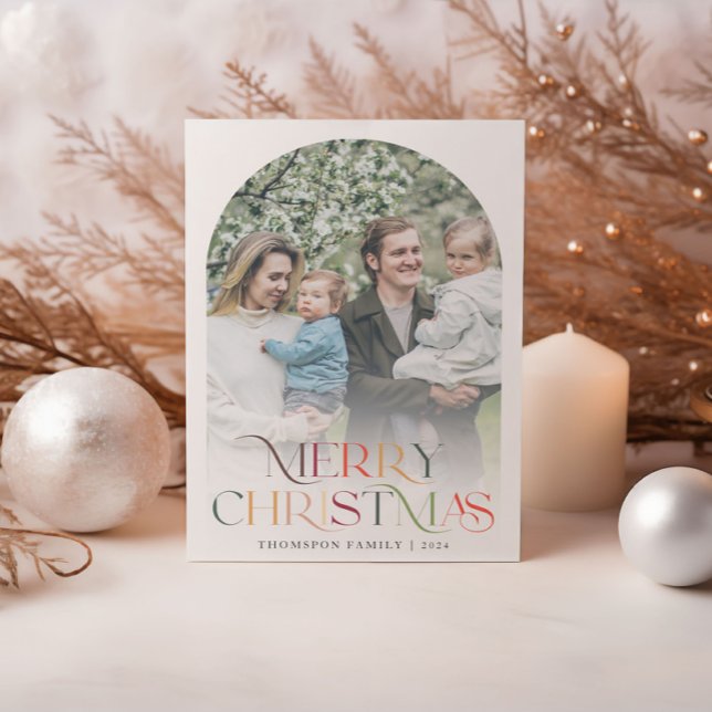 Classic Elegant Merry Christmas Two Photo Holiday Card (Creator Uploaded)