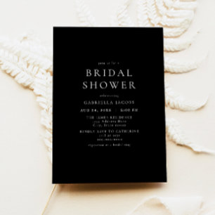 Classic Elegant Minimalist Black Bridal Shower Invitation