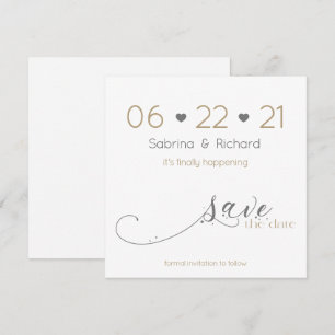 Classic Elegant Minimalist Gold Grey Save the Date Invitation