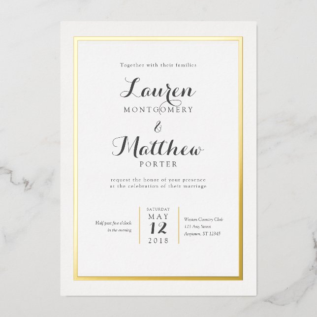 Classic Elegant Modern Border Wedding (Front)