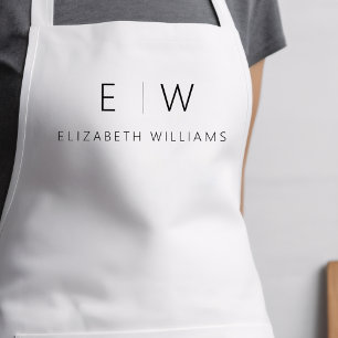 Classic Elegant Modern Minimalist Monogram Name Apron