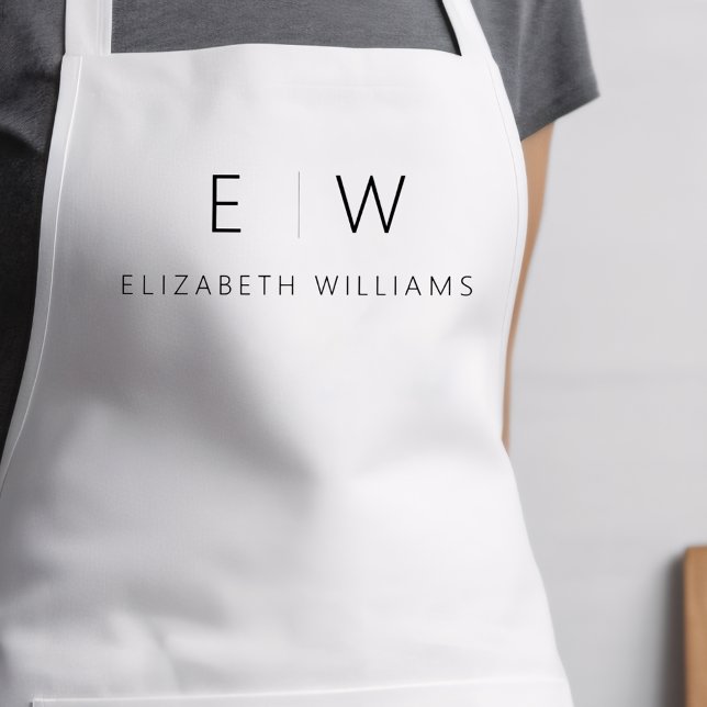 Classic Elegant Modern Minimalist Monogram Name Apron (Creator Uploaded)