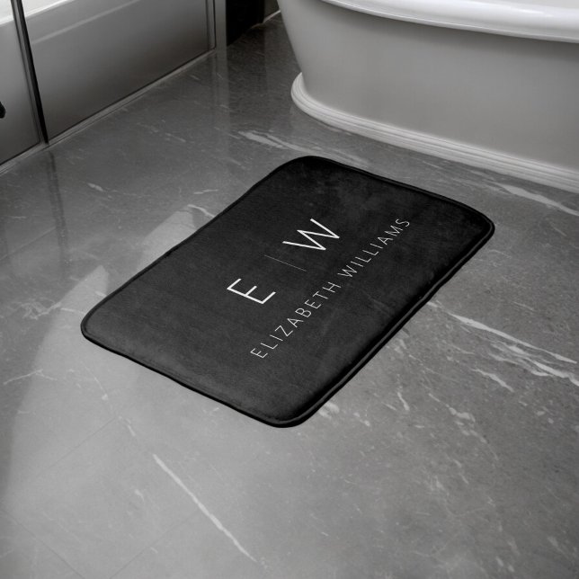 Classic Elegant Modern Minimalist Monogram Name Bath Mat (Creator Uploaded)