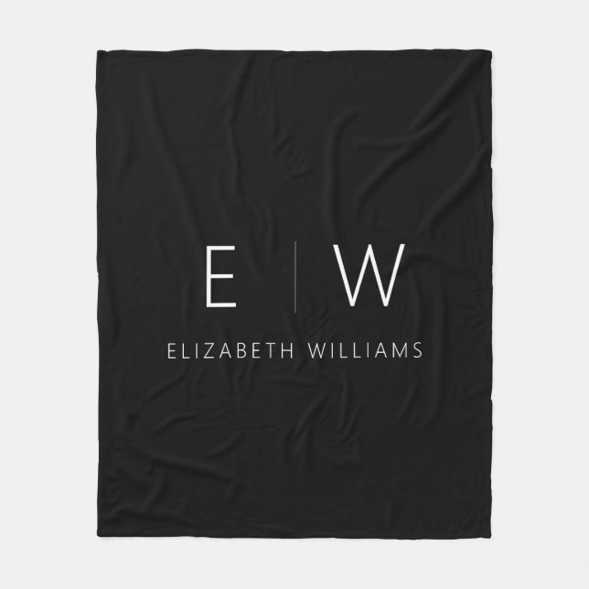 Classic Elegant Modern Minimalist Monogram Name Fleece Blanket (Front)