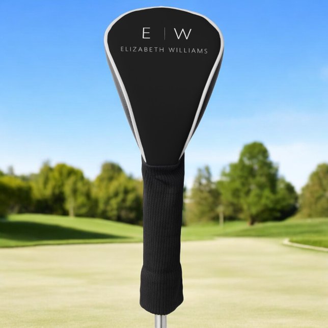 Classic Elegant Modern Minimalist Monogram Name  Golf Head Cover (Creator Uploaded)