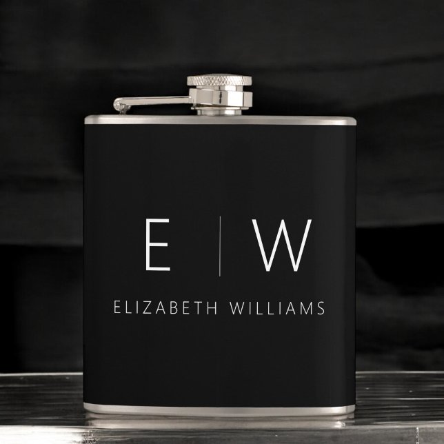 Classic Elegant Modern Minimalist Monogram Name Hip Flask (Creator Uploaded)