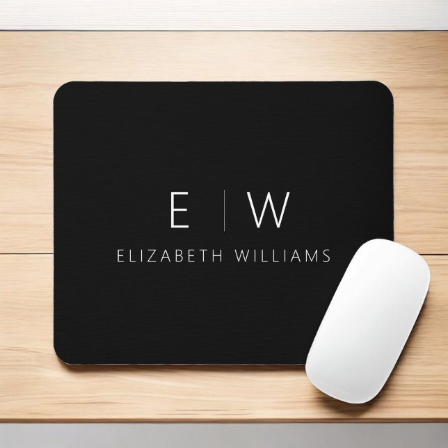 Classic Elegant Modern Minimalist Monogram Name Mouse Pad (Creator Uploaded)