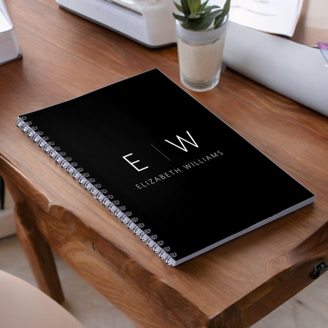 Classic Elegant Modern Minimalist Monogram Name Notebook (Creator Uploaded)