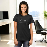 Classic Elegant Modern Minimalist Monogram Name T-Shirt<br><div class="desc">Elevate your style with our Monogram Black White Modern Minimalist Elegant T-Shirt. This wardrobe essential seamlessly blends classic sophistication with contemporary minimalism, making it a versatile and stylish addition to your collection. Crafted with meticulous attention to detail, this T-shirt is more than just clothing; it's a personalised statement. The customisable...</div>