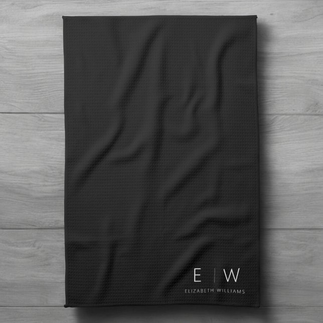 Classic Elegant Modern Minimalist Monogram Name Tea Towel (Creator Uploaded)