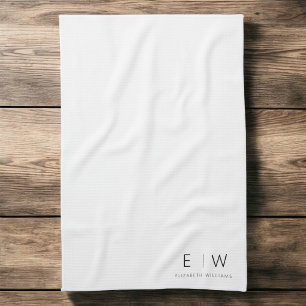 Classic Elegant Modern Minimalist Monogram Name Tea Towel