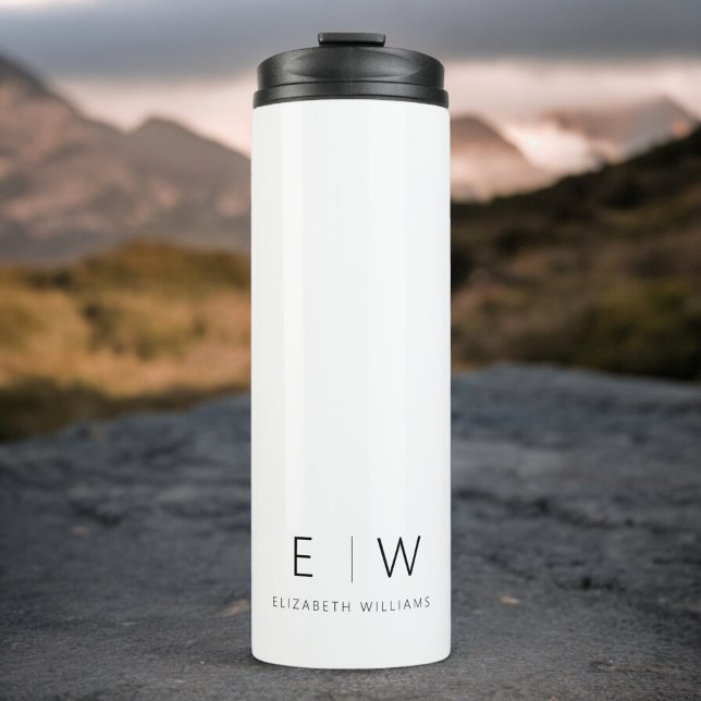 Classic Elegant Modern Minimalist Monogram Name Thermal Tumbler (Creator Uploaded)