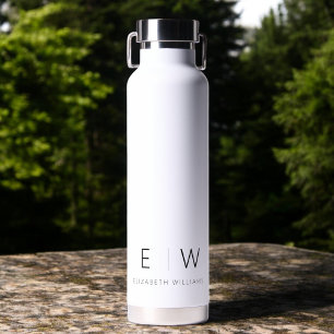 Classic Elegant Modern Minimalist Monogram Name Water Bottle