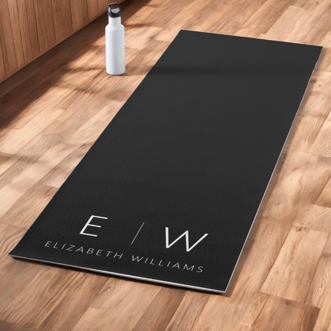 Classic Elegant Modern Minimalist Monogram Name Yoga Mat (Creator Uploaded)