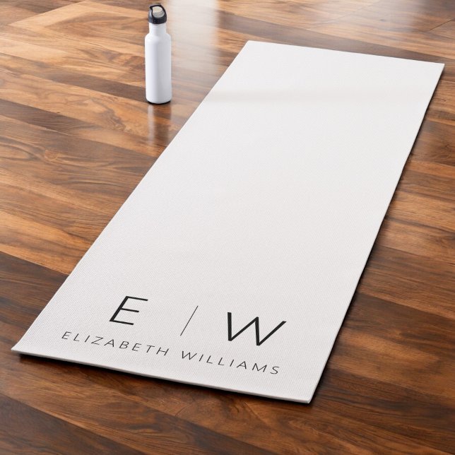 Classic Elegant Modern Minimalist Monogram Name Yoga Mat (Creator Uploaded)