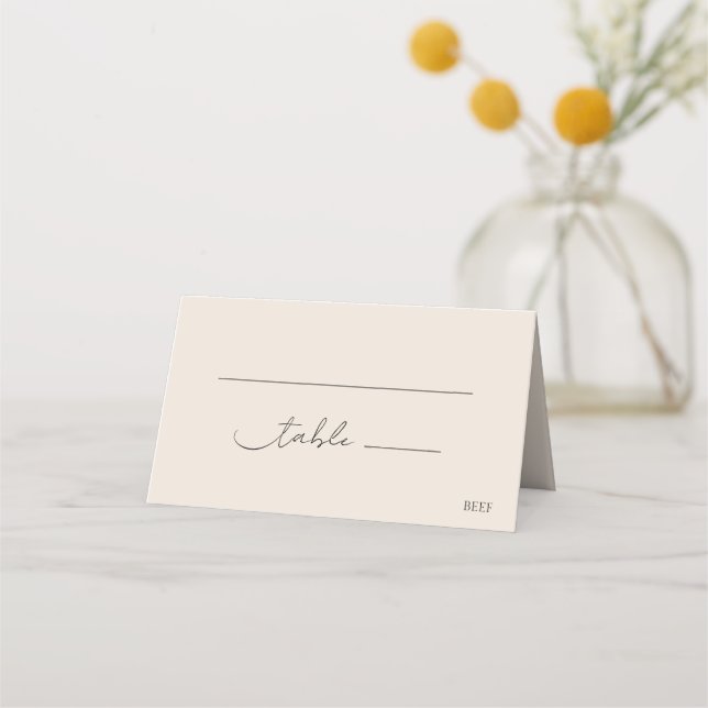 Classic Elegant Modern Script Chic Wedding Place Card (Front)
