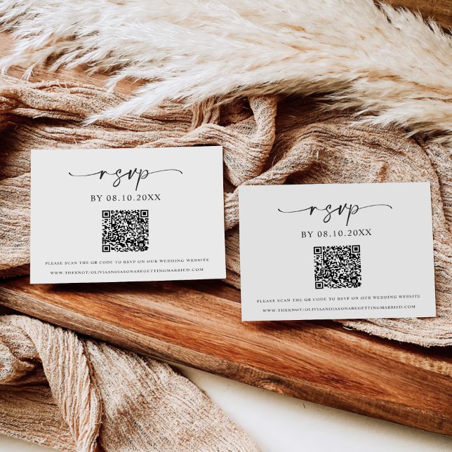 Classic Elegant Modern Wedding RSVP QR code Invitation (Creator Uploaded)