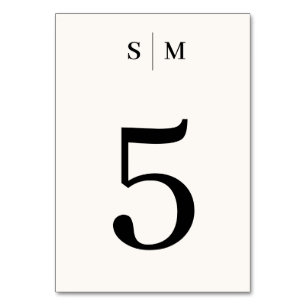 Classic Elegant Monogram White Ivory Wedding Table Number