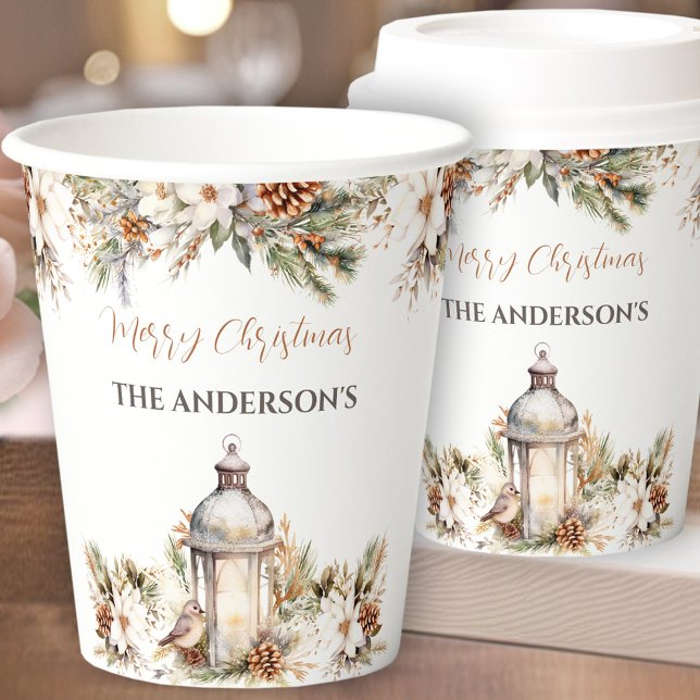 Classic Elegant Name Christmas Hot Chocolate Cocoa Paper Cups (Classic Elegant Name Christmas Hot Chocolate Cocoa Paper Cups)