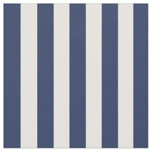 Classic Elegant Navy Blue Cream White Stripes Fabric