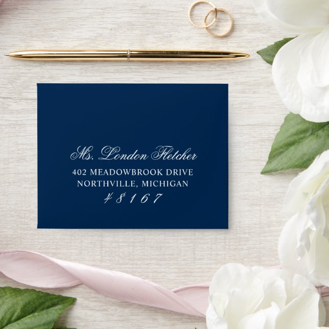 Classic Elegant Navy Blue Wedding Envelope (Wedding)