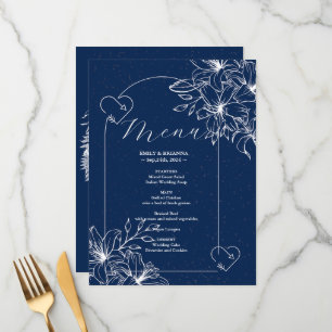 Classic Elegant Navy Blue wedding Menu