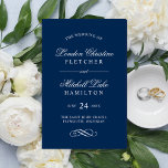 Classic Elegant Navy Blue Wedding Programs<br><div class="desc">Timeless navy blue and white wedding ceremony sheet programs design features simply beautiful typography that combines a flourished calligraphy script with classic block lettering. The custom text can be fully personalised with your wedding party, ceremony details, thank you, and in loving memory sections. Note, these programs arrive as flat sheets...</div>