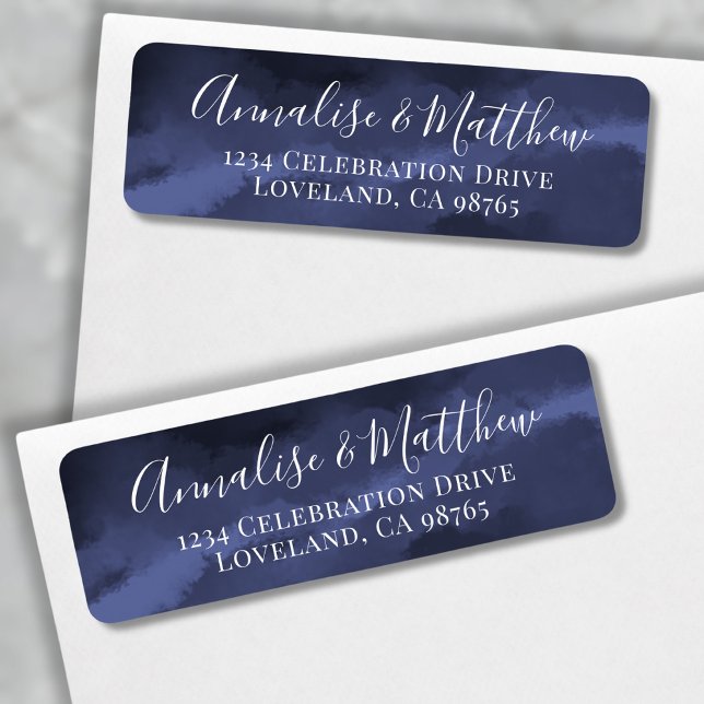Classic Elegant Navy Blue Wedding Return Address Label (Classic Elegant Navy Blue Wedding Return Address label)