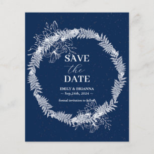 Classic Elegant Navy Blue wedding Save the Date Flyer