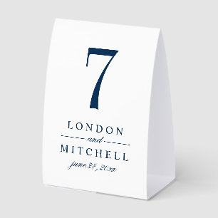 Classic Elegant Navy Blue Wedding Table Number