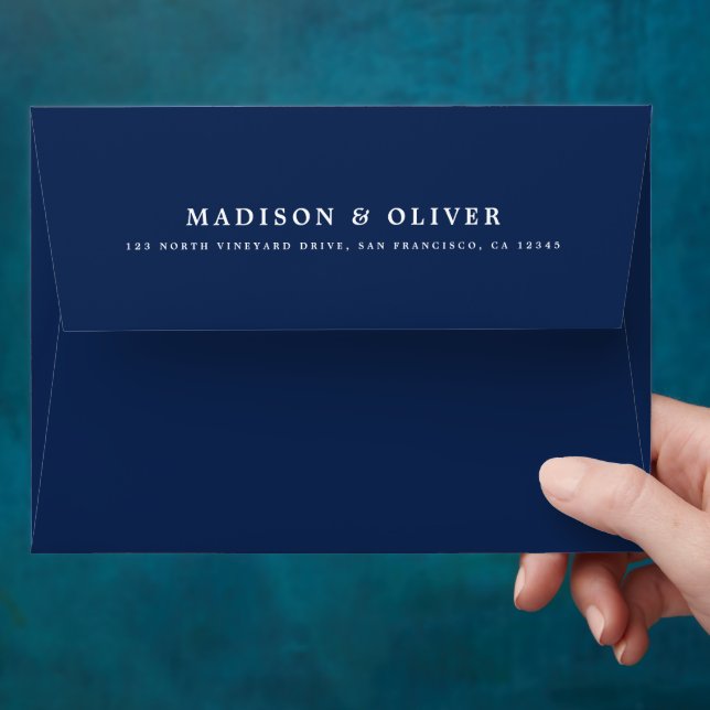 Classic & Elegant Navy Wedding Invitation Envelope (Hand)
