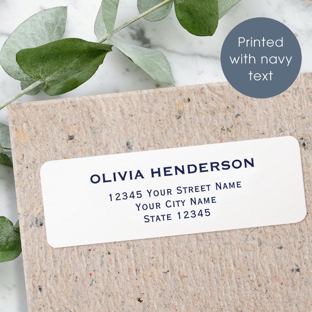 Classic & Elegant Navy White Return Address Label (Creator Uploaded)