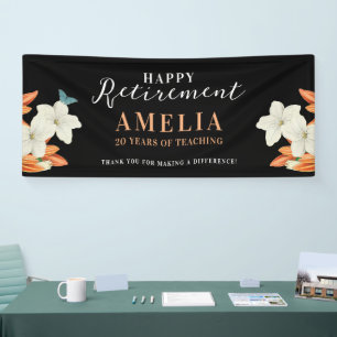 Classic Elegant Orange Black Retire Lily Floral  Banner