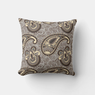 Classic Elegant Paisley Storm and Cream Cushion