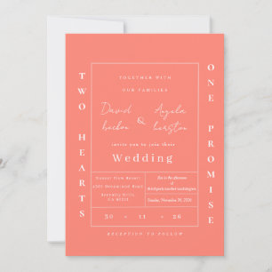 Classic elegant peach wedding invitation