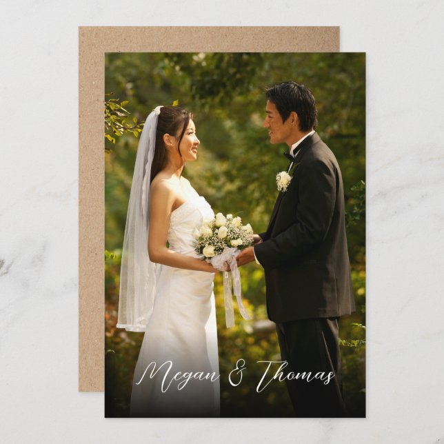 Classic elegant photo wedding  invitation (Front/Back)