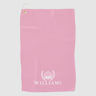 Classic Elegant Pink Personalised Name Monogram Golf Towel